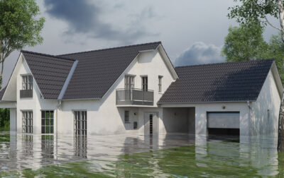 Haus im Grünen mit Wasserschaden nach Hochwasser